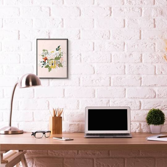 Stupell Industries You Are Beautiful Pink Flower with Frame Wall Accent